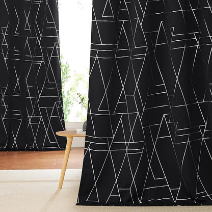 NICETOWN Blackout Curtains for Patio, Modern Foil Printed Geometric Line Home by NICETOWN