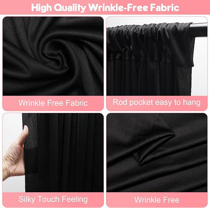Asee'm Black Backdrop Curtains Drapes - Image 3