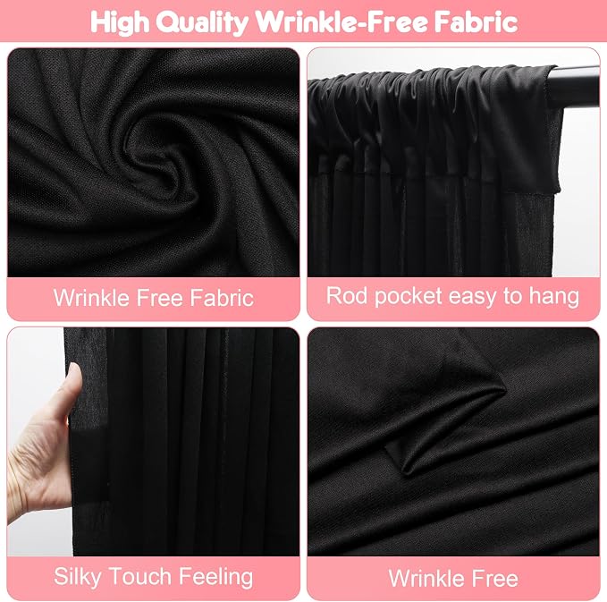 Asee'm Black Backdrop Curtains Drapes - Image 3