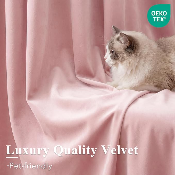 Baby Pink Velvet Curtains Back Tab - Image 5