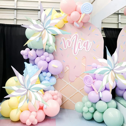 32 Inch Macaron Candy Star Balloons-6 Pastel Colors Swirl Foil Balloons - Image 4