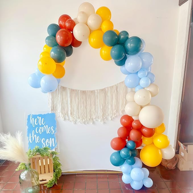 Here Comes the Son Balloon Arch Kit, Retro Blue Yellow Boho Balloon Garland - Image 6