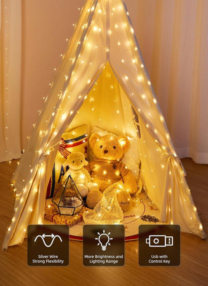 Brightown 300 LED Fairy Curtain Lights, 9.8ft x 9.8ft String Lights | USB Plug - Image 3