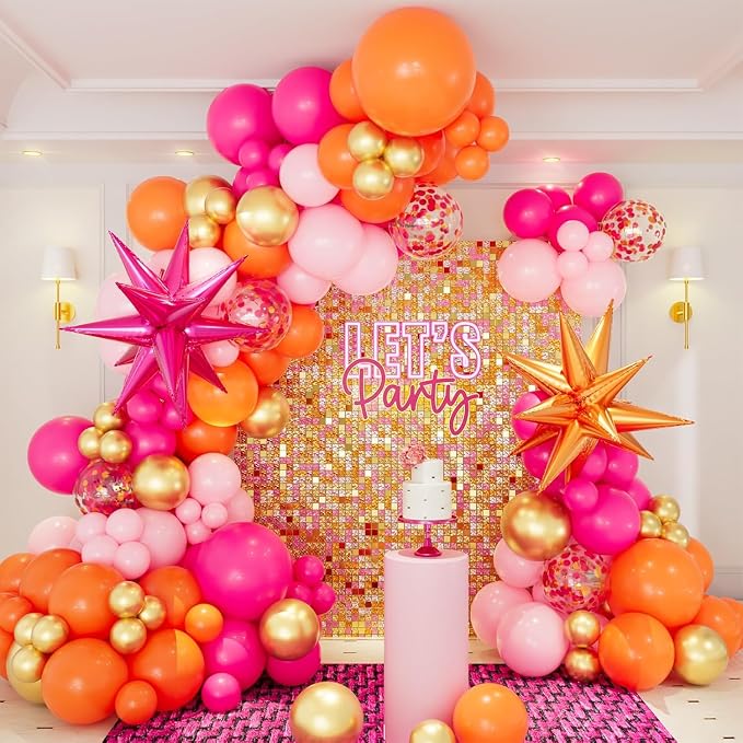 Pink Orange Balloon Garland Arch Kit by CboDecoBalloonArchKit