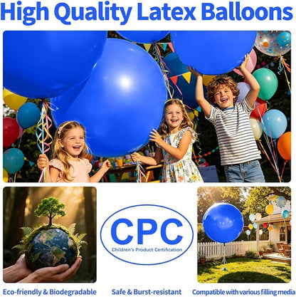 5Pcs Blue Big Balloons 36 Inch, Round Large Latex Party Balloons - Image 3