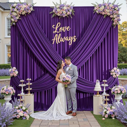 50ft×12ft Wrinkle Free Purple Backdrop Curtain - Image 9