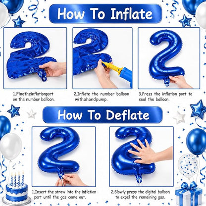40 Inch Balloon Number 2 Navy Blue, Large Foil Dark Royal Blue Number Balloons - Image 3