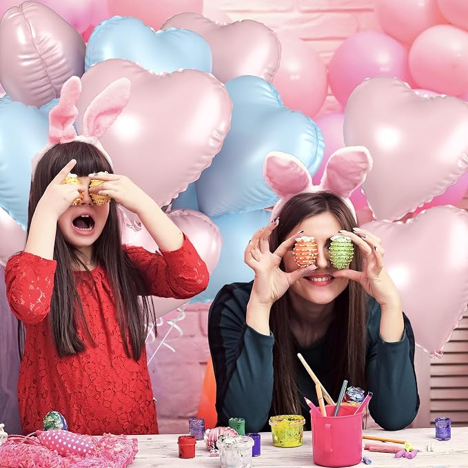 Pink Blue Heart Balloons, 18 Inch Pastel Blue Pink Foil Balloons, 18 Inch Light - Image 6