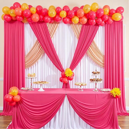 40 ft x 10 ft Wrinkle Free Fuchsia Backdrop Curtain - Image 6