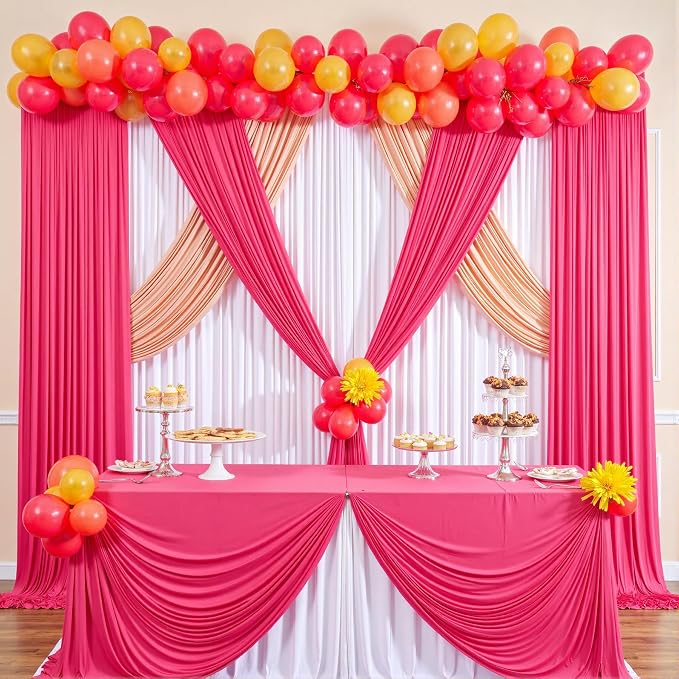 30 ft x 10 ft Wrinkle Free Fuchsia Backdrop Curtain - Image 7