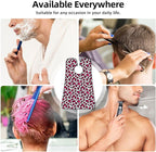 Beard Bib Apron for Men Shaving, Waterproof Non-Stick Hair Catcher with Suction Cups, Grooming Essential for Dad Husband, White Pink Cheetah Leopard Print Shave Bib