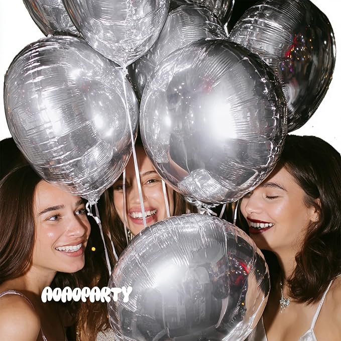 25Pcs Silver Round Shaped Foil Balloons 18 Inch Mylar Balloon | Helium - Image 5