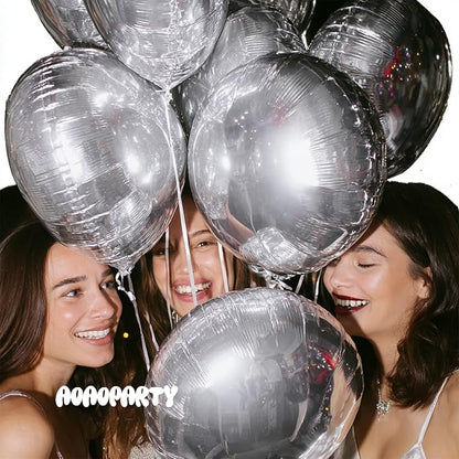 25Pcs Silver Round Shaped Foil Balloons 18 Inch Mylar Balloon | Helium - Image 5