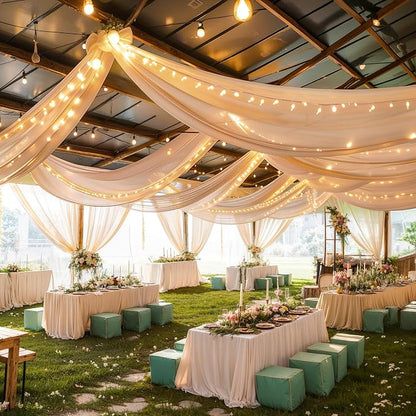 6 Panels Champagne Ceiling Drapes - Image 3
