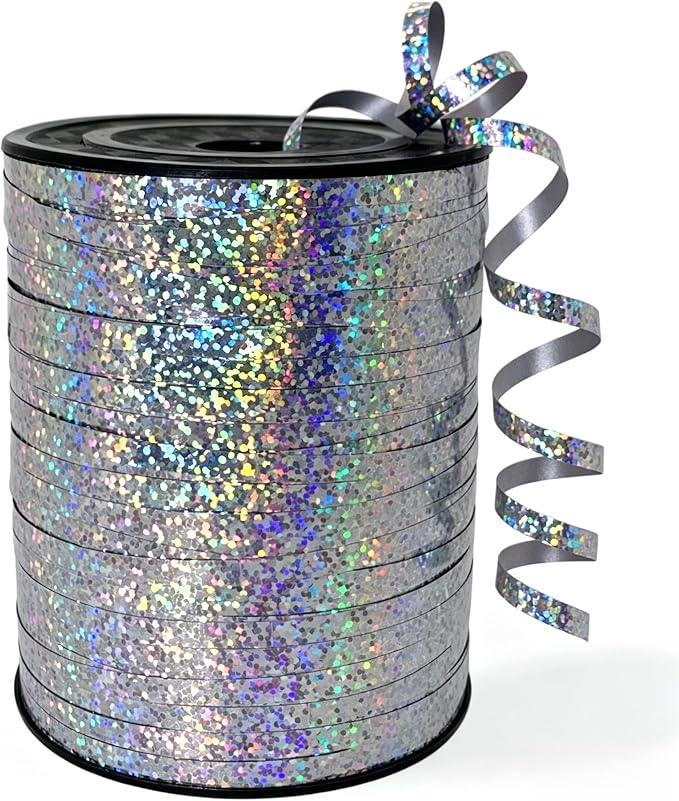 500 Yards Silver Ribbon Curling, Balloon String by Winjeto