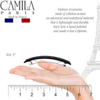 Camila Paris CP2652 French Hair Barrette Clip for Girls, Black, Metal Automatic Clasp Strong Hold Grip Hair Clips for Women, No Slip and Durable Styling Girls Hair Accessories, Made in France