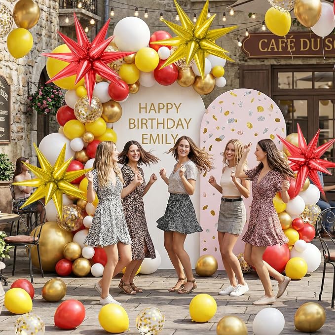 22/27 Inch Gold Red Star Balloons, Cone Spike Balloon, Aluminum Foil Balloon - Image 7
