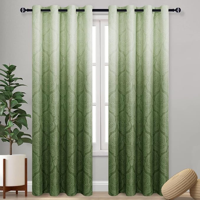 DWCN Avocado Green Ombre Room Darkening Blackout Curtains by DWCN