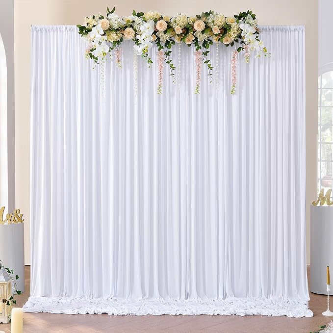 NSSONBEN 10x10 ft Wrinkle Free White Backdrop Curtains by ENJOYYOURPARTY