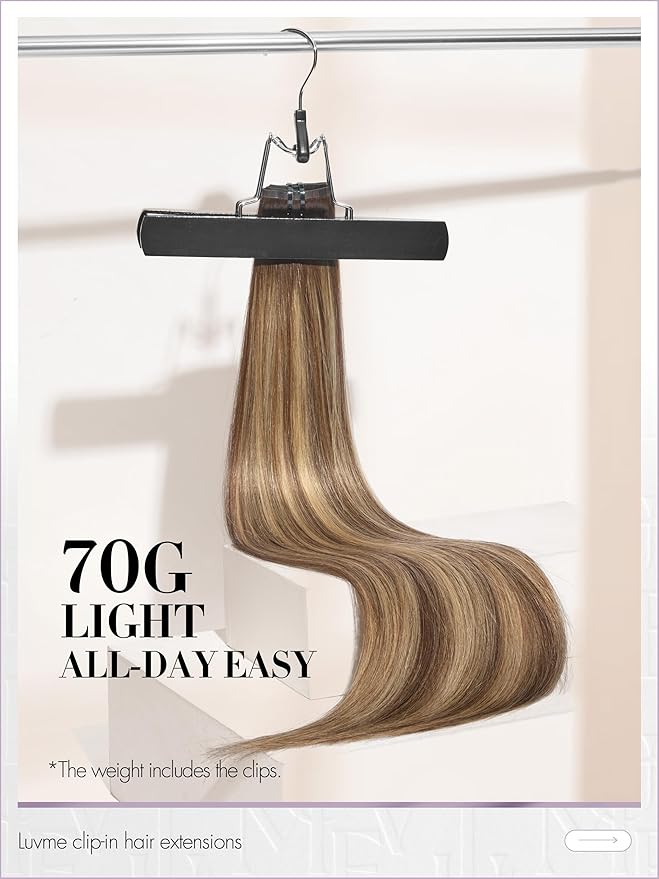 LUVME Clip in Hair Extensions, Straight Seamless 20 Inch 70g 4Pcs Chestnut Brown, 100% Real Remy Human Hair, Soft Natural Full Max Invisible Comfortable Hair Extensions for Women