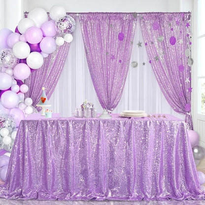 Lavender Sequin Backdrop Curtains 4 Pcs 2ftx8ft Glitter Shimmer Fabric | - Image 4