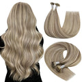 YoungSee Highlight U Tip Human Hair Extensions Light Brown Highlight Blonde Utip Extension Human Hair Silky Straight Pre Bonded K Tip Hair Extensions Add Volume Ktip Real Hair Extension 50s 50g 18in