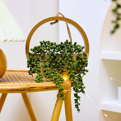 2pcs Artificial Succulents Hanging Plants 12.2'' Fake String of Pearls in Pot - Image 6