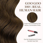 GOO GOO Tape in Hair Extensions Human Hair, 2C/4E/6C Brown Sugar Swirl Highlights, 16inch 50g 20pcs, Skin Weft Seamless Invisible, Silky Straight with Thick Ends, Remy Human Hair