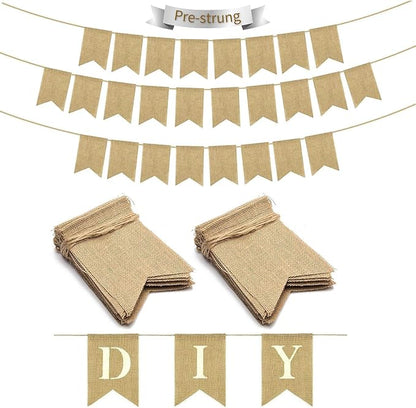 30 pcs Blank Burlap Banner Pre-Stringed by MLAPIS