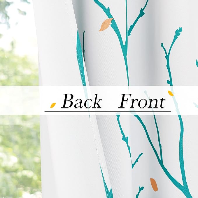 NICETOW Twisted Branch Room Darkening White Curtains, Thermal Insulated Grommet - Image 6