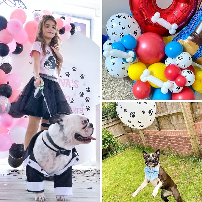 PartyWoo Paw Latex Matte Balloons 50pcs White Balloons Helium 12 Inch | Dog - Image 4