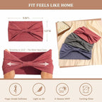 Wide Headbands for Women Knotted No Slip Head Bands Soft Turban Headband Hair Accessories Boho African Solid Color Head Wraps for Women Yoga Workout Pack of 6