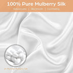 Silk Pillowcase for Hair and Skin, 2 Pack 100% Mulberry Silk Pillowcase 25 Momme, 600 Thread Count, Both Side Pure Silk Pillow Cover with Hidden Zipper (White, Queen 20''×30'')
