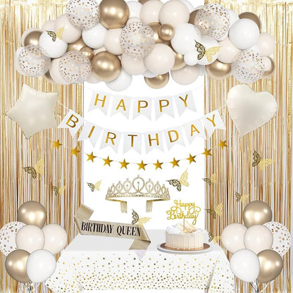 Amandir White and Gold Birthday Decorations by Amandir