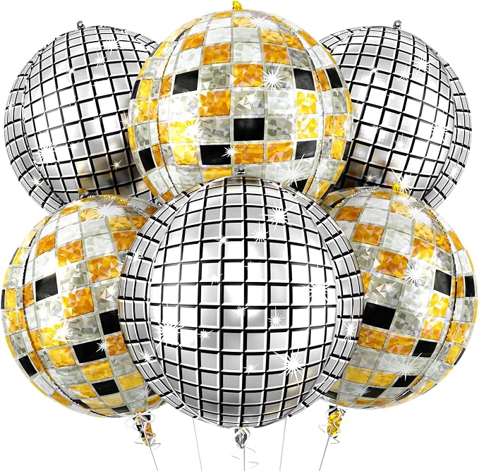 6pcs 22 Inch Multicolor Disco Ball Balloons by Paready