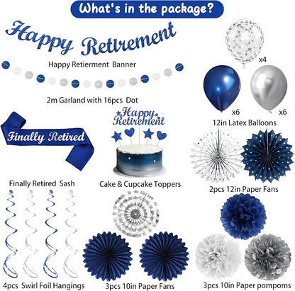 Vlipoeasn Blue Silver Retirement Decorations - Image 2