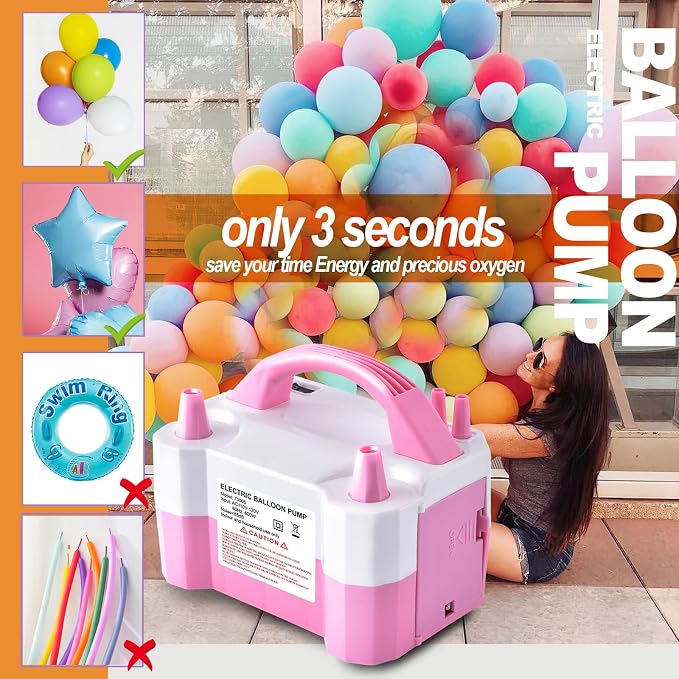 Electric Air Balloon Pump, Portable Dual Nozzle Electric Balloon Inflator/Blower - Image 3