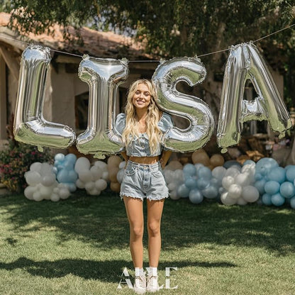 AULE 40 Inch Silver G Balloon Letter Foil A-Z Birthday Big Alphabet | Birthday - Image 4