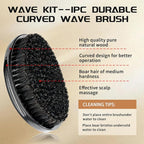 Curved 360 Wave Brush For Men - Medium Hard Palm Brush for Laying Down 360 Waves Made with Natural Boar Bristle and Wood Easy to Hold - Strong Hold Travel Size Wave Pomade Greasy 360 Layer Hair Waves