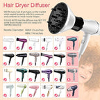 Slip-On Hair Diffuser Hair Dryer Attachment to Fit Nozzles from 1¾ to 2¼ inches for Curly and Natural Wavy Hair (White)