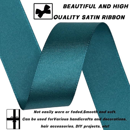 7/8 Inch 30 Yards Greenish Blue Satin Craft Ribbon-Single Face Polyester Ribbon - Image 3