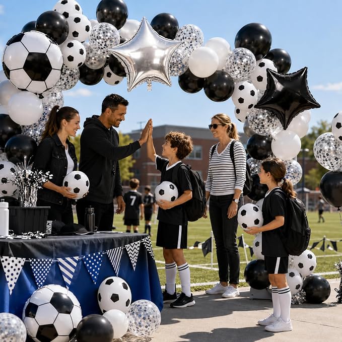 Soccer Balloons, Metallic Silver Confetti Balloons - Image 7