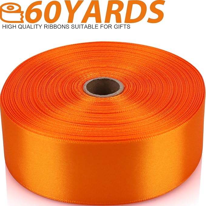 1-1/2 Inch 60 Yards Orange Solid Satin Ribbon - Image 2