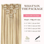 GOO GOO Clip in Hair Extensions Real Human Hair, Remy Human Hair Extensions Clip ins for Women, Natural Human Hair, 14inch 110g 7Pcs, 18A/613A Dark Blonde Highlighted Bleach Blonde