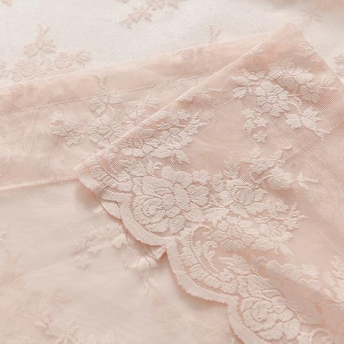 Kotile Blush Floral Sheer Curtains - Image 7