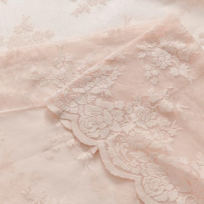 Kotile Blush Pink Floral Lace Curtains - Image 7