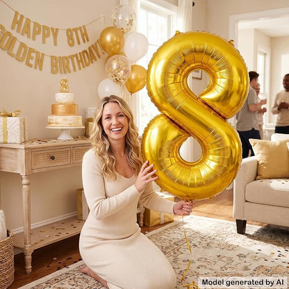 40 Inch Gold Number 8 Foil Balloon - Image 4