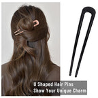 6Pcs Metal French Hair Pins for Women U Shape Sticks 3.9 Inch Vintage Fork for Hairstyle Accessories(Black/Rosegold/Silver）