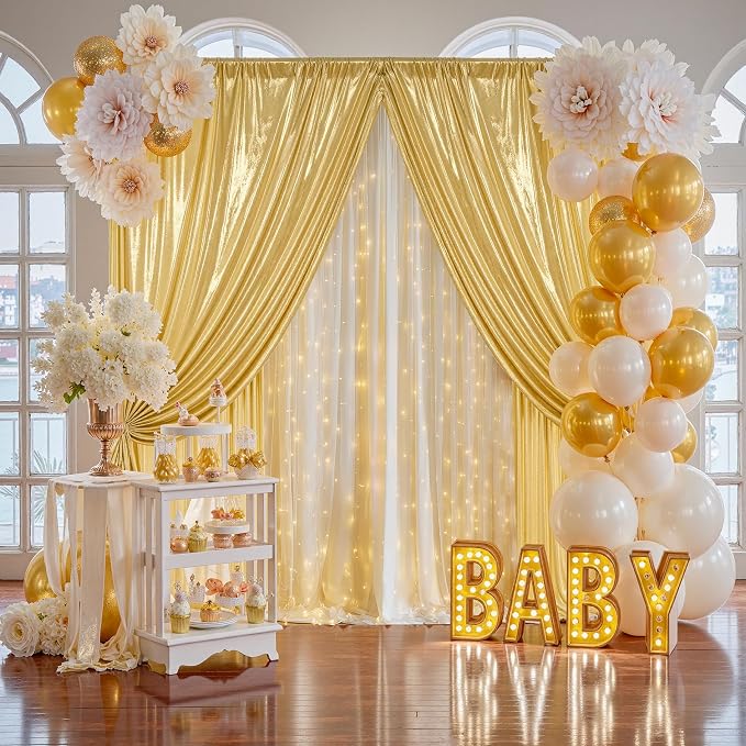 20x10FT Gold Sequin Backdrop Curtain - Image 5