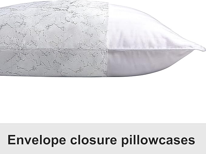 NTBAY 2 Pack Satin King Pillowcases for Hair and Skin, Luxurious and Silky Marbling Printed Pillow Cases with Envelope Closure, 20x36 Inches, White